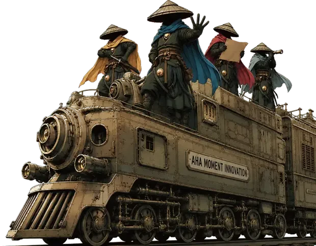 AMI® TEAM FORGING® 角色站在 AMI 列車上